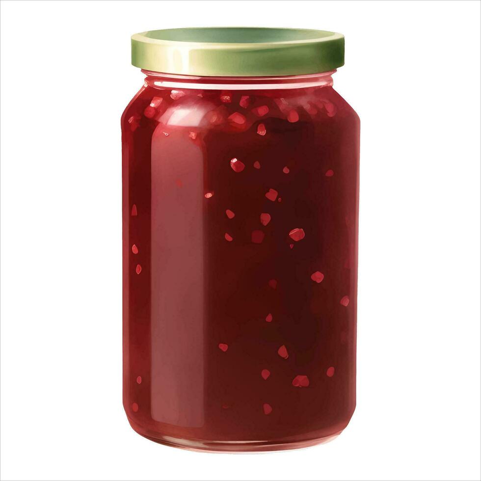 aardbei jam in pot geïsoleerd gedetailleerd hand- getrokken schilderij illustratie vector