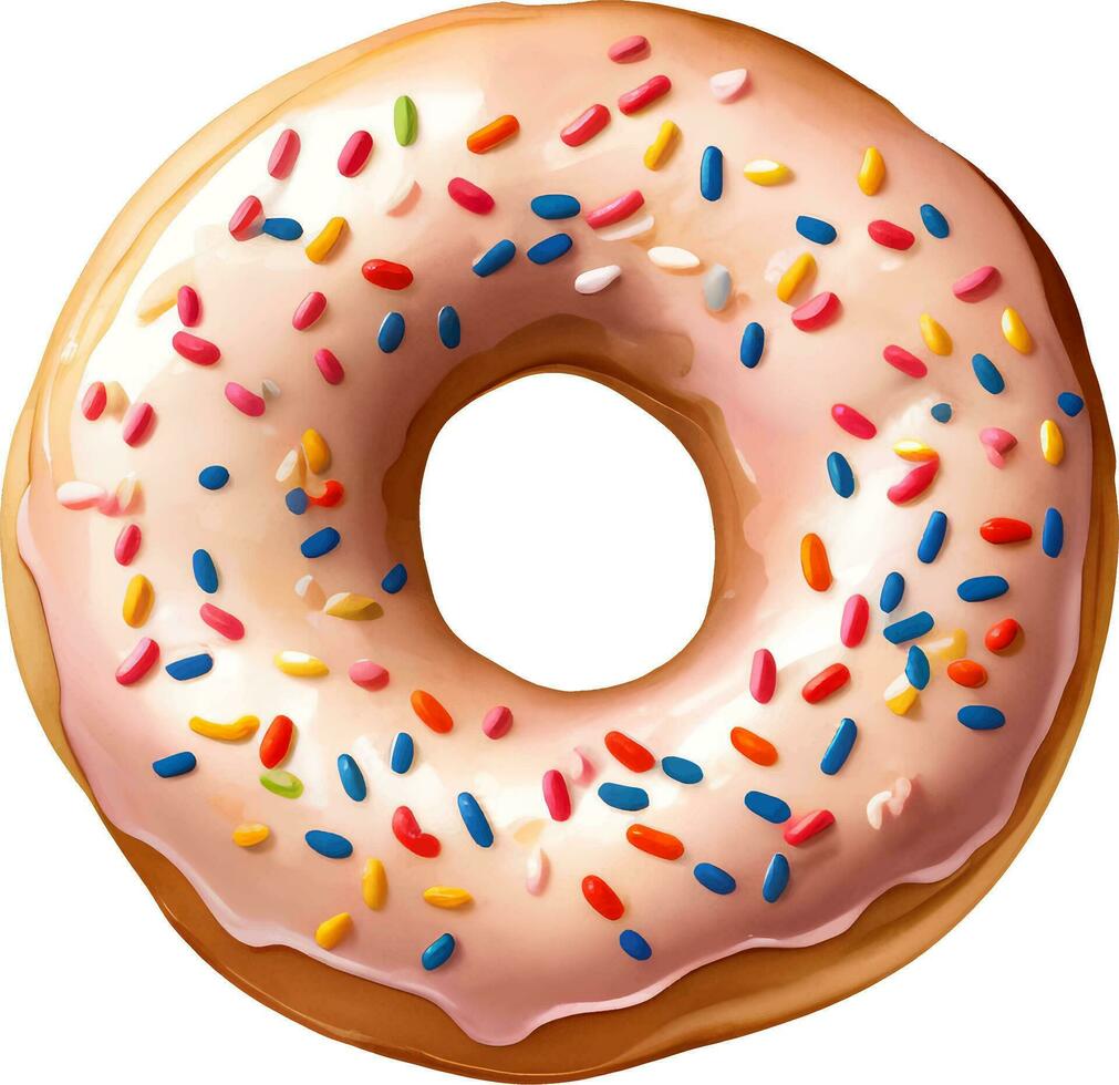 donut of donut met hagelslag gedetailleerd hand- getrokken illustratie vector geïsoleerd