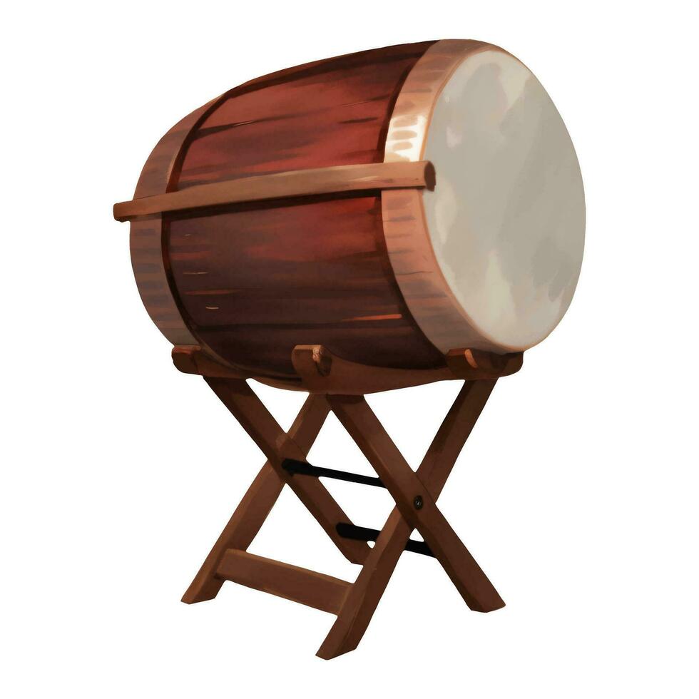 taiko trommel of Islamitisch trommel geïsoleerd hand- getrokken schilderij illustratie vector