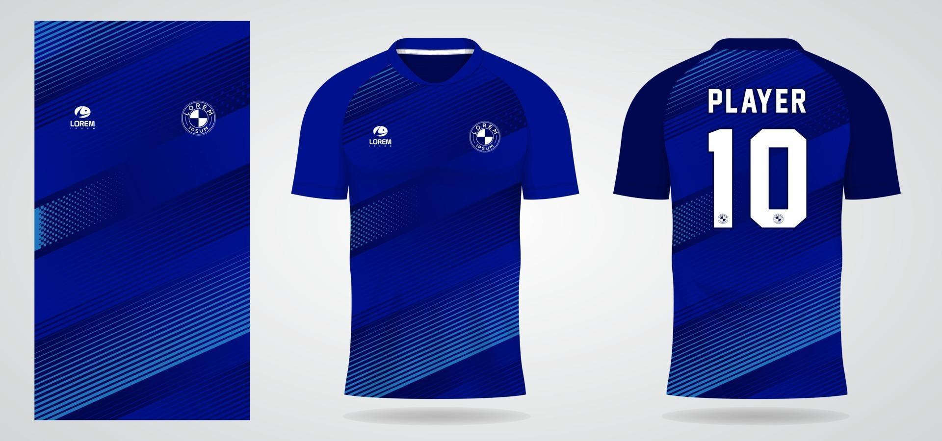 blauwe sport jersey sjabloon voor teamuniformen en voetbalt-shirtontwerp vector