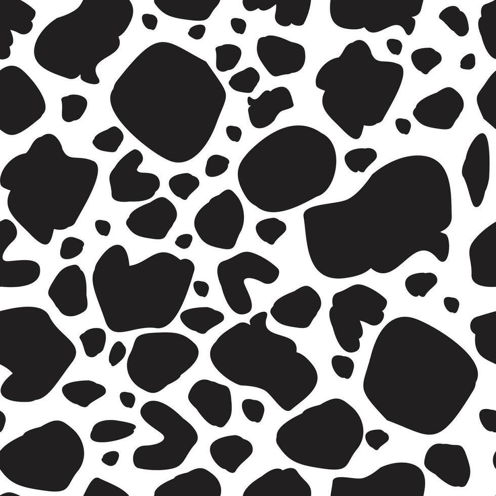 zwart koe vlekken achtergrond. vector naadloos patroon
