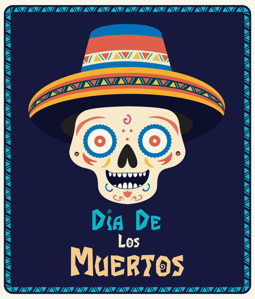 gelukkig dia de Muertos achtergrond, Mexicaans schedel kleuren ornament dia de Muertos illustratie vector