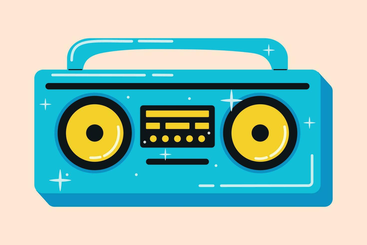 oud retro muziek- speler, modieus jeugd cassette plakband recorder. vector tekenfilm knal illustratie, 90s stijl.