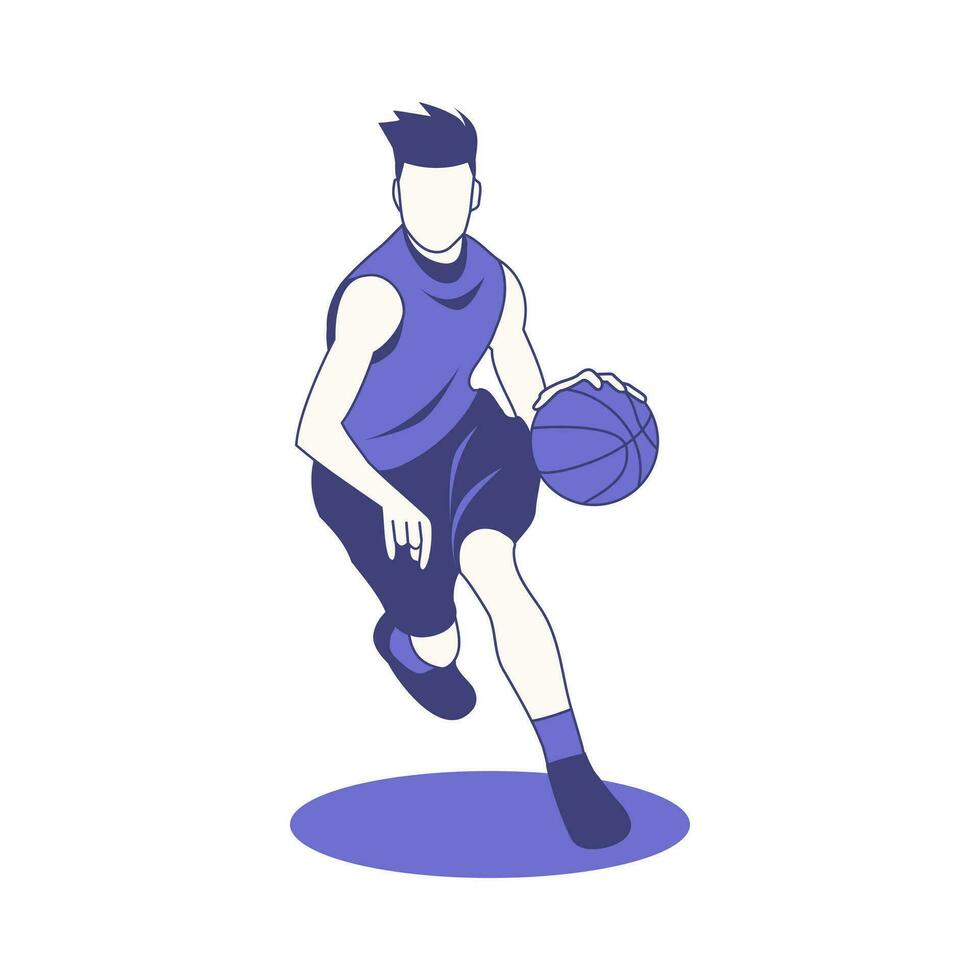 basketbal speler dribbelen bal vector illustratie