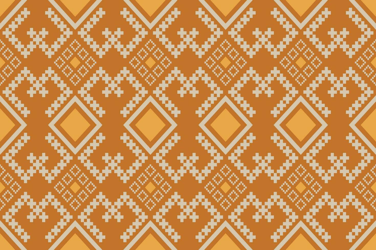 oranje jaargangen kruis steek traditioneel etnisch patroon paisley bloem ikat achtergrond abstract aztec Afrikaanse Indonesisch Indisch naadloos patroon voor kleding stof afdrukken kleding jurk tapijt gordijnen en sarong vector