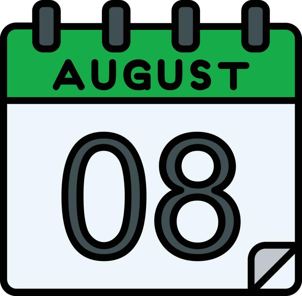 8 augustus gevulde icoon vector