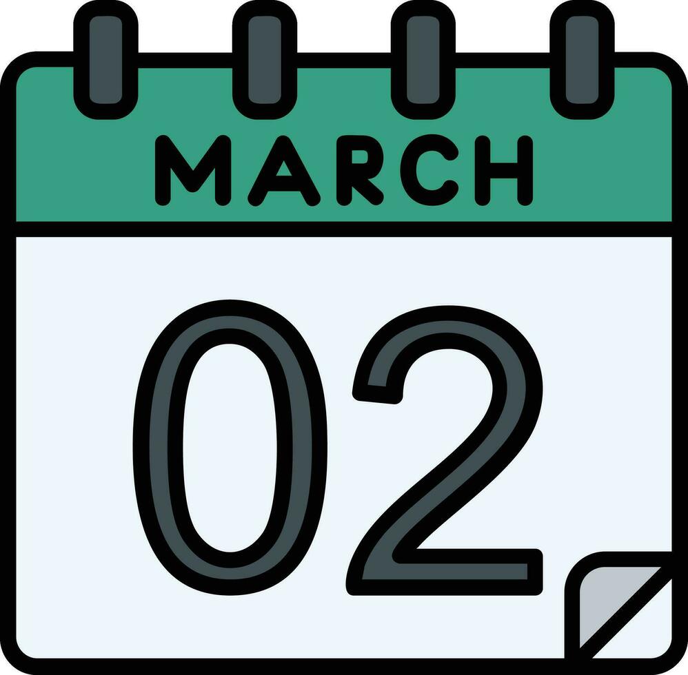 2 maart gevulde icoon vector