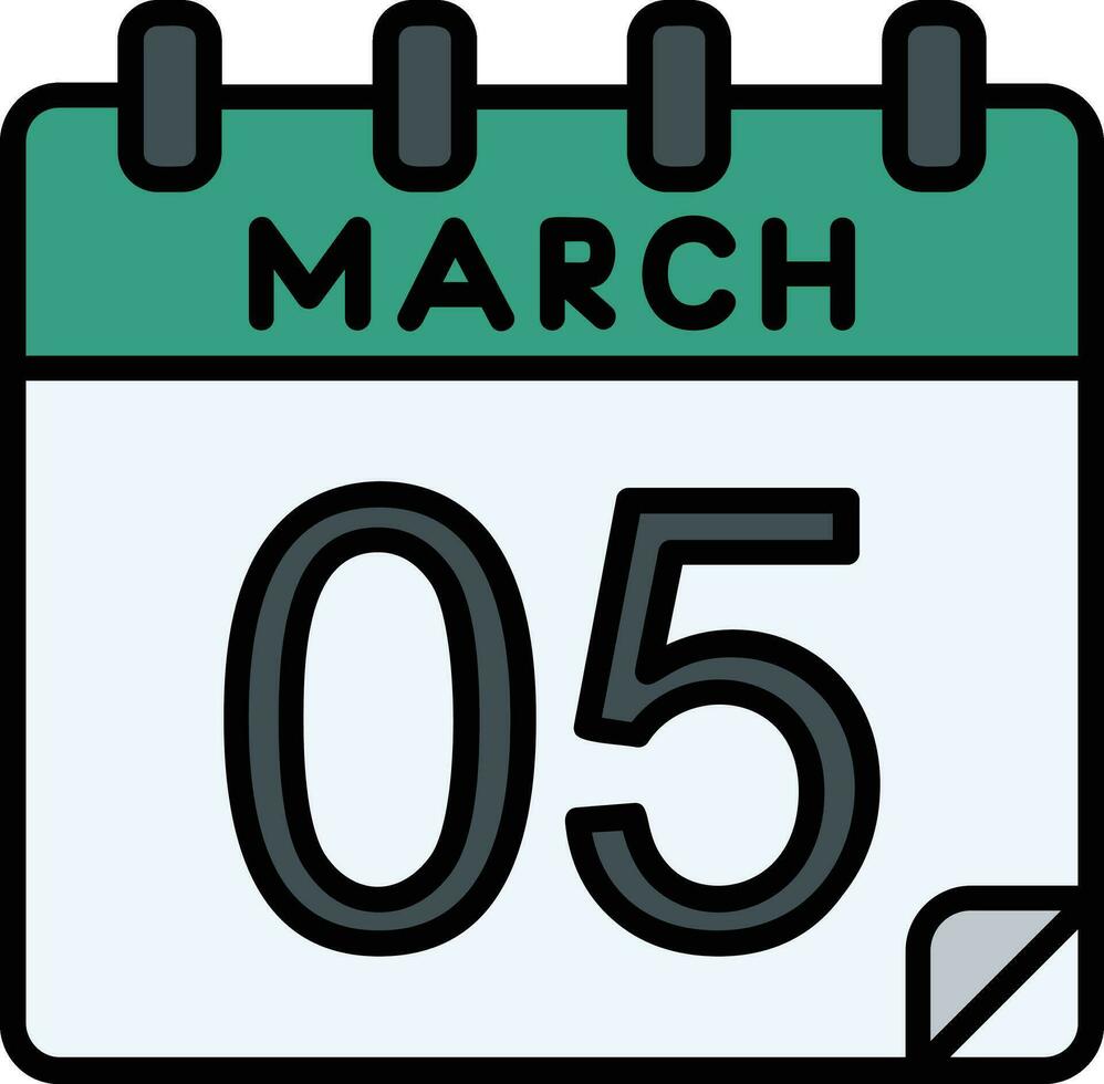 5 maart gevulde icoon vector
