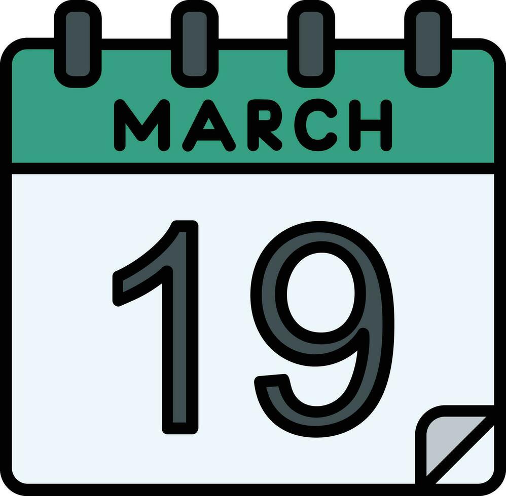 19 maart gevulde icoon vector