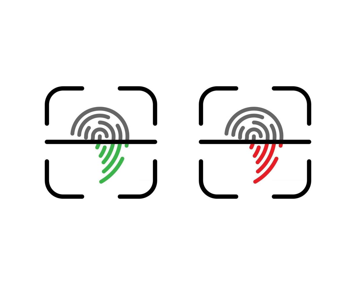 id-pictogrammen. procespictogrammen voor het scannen van vingerafdrukken. symbolen voor vingerafdrukdetectie. vectorillustratie op witte achtergrond. vector