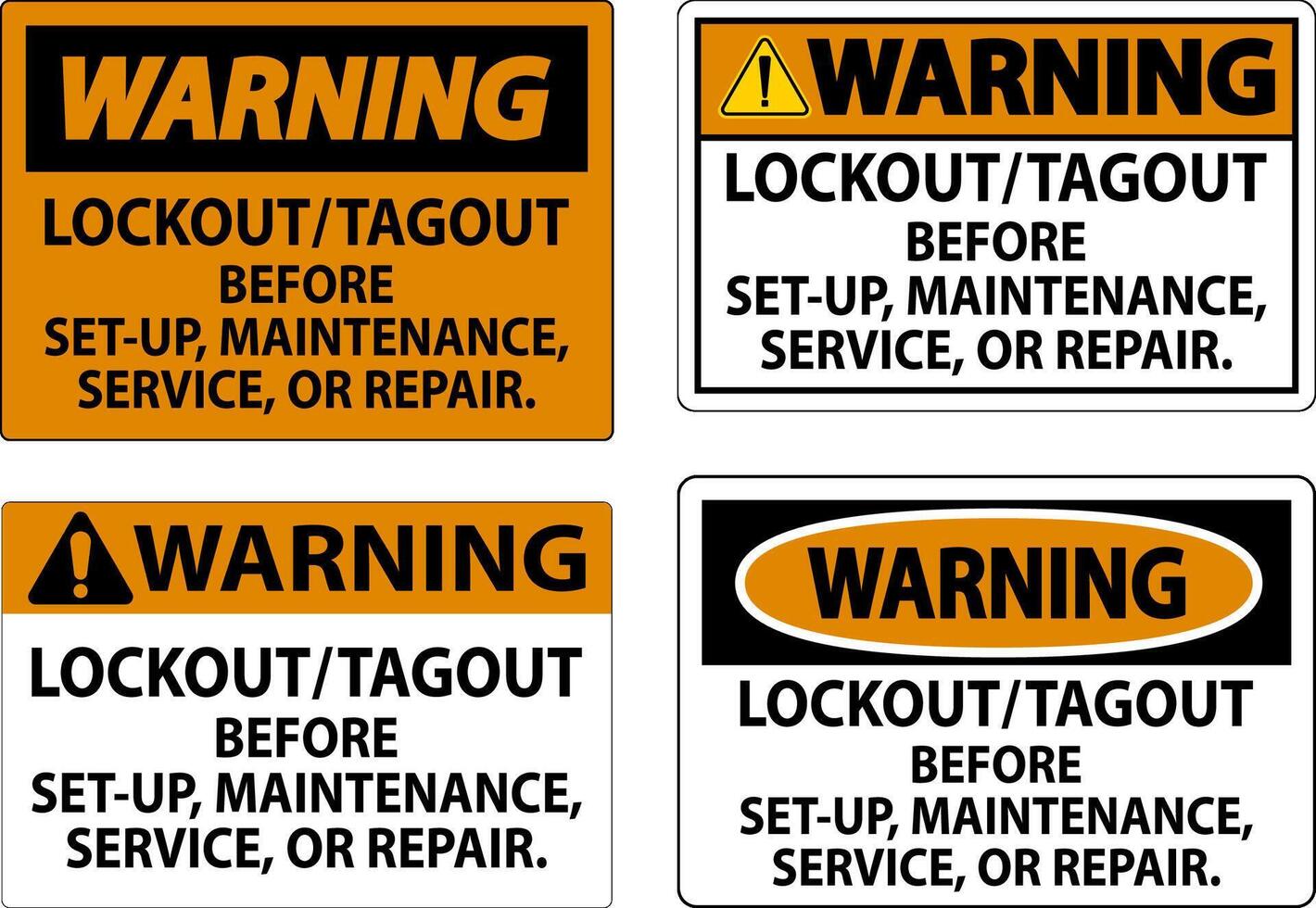 waarschuwing label, uitsluiting tagout voordat opgericht, onderhoud, onderhoud of reparatie vector