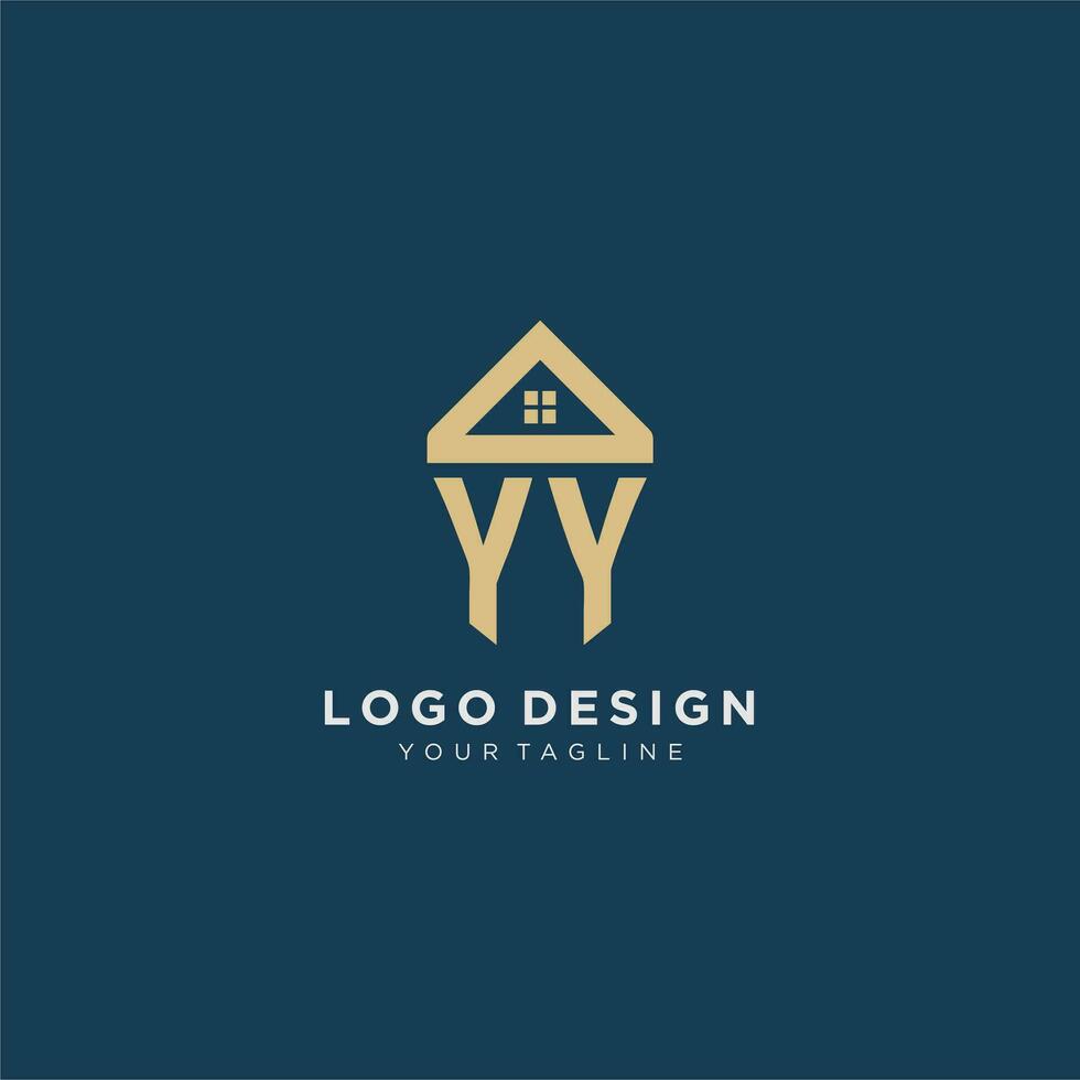 eerste brief yy met gemakkelijk huis dak creatief logo ontwerp voor echt landgoed bedrijf vector