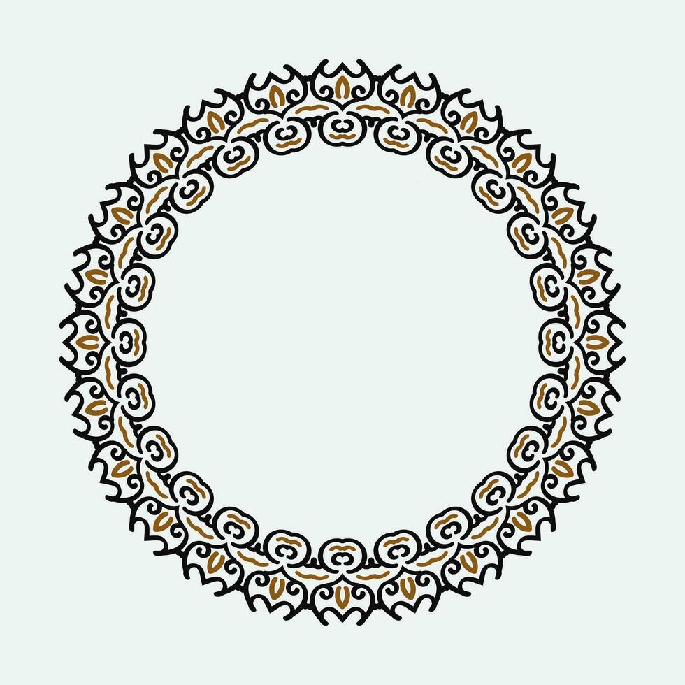circulaire barok patroon. ronde bloemen ornament. wijnoogst kader. groet kaart. bruiloft uitnodiging. retro stijl. vector logo sjabloon, etiketten en badges