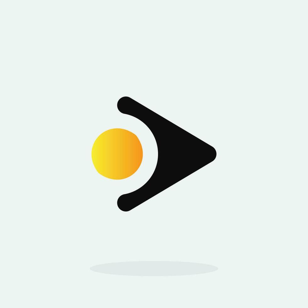 Speel knop voor media app logo ontwerp met zwart en geel kleur. streaming onderhoud app logo. multimedia speler icoon ontwerp element voor muziek- en film begin teken, audio en video editor logo vector