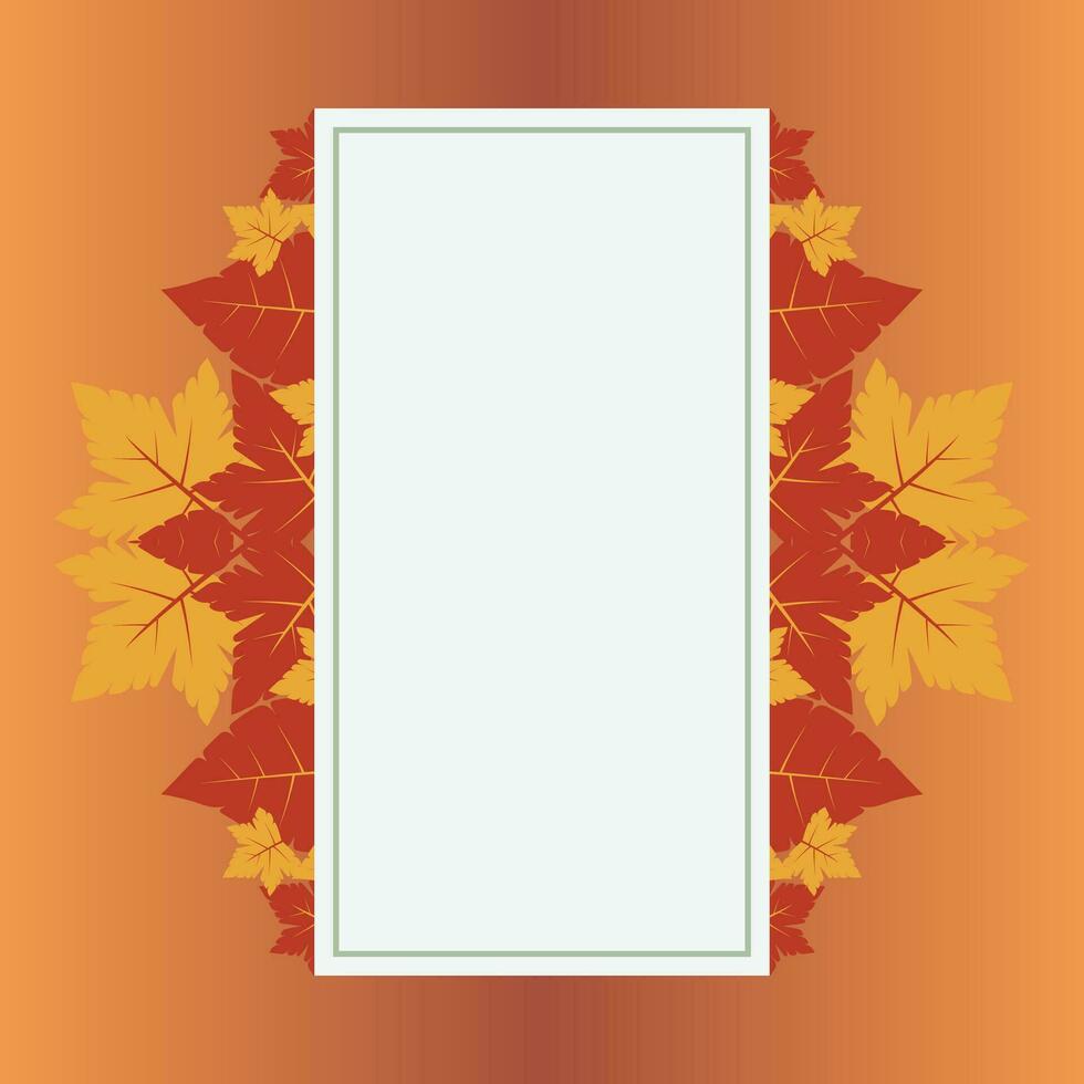 herfst achtergrond met meetkundig blanco gebieden, blad ornament vector. ontwerp voor banier, groet kaart, folder, sociaal media, presentatie, web. vector