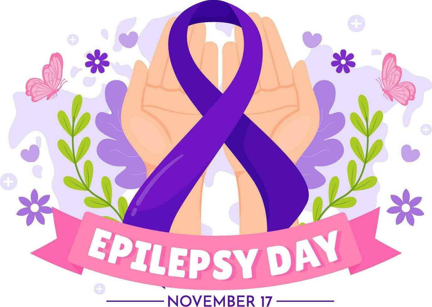 epilepsie bewustzijn maand vector illustratie is opgemerkt elke jaar in november met hersenen en mentaal Gezondheid in vlak tekenfilm Purper achtergrond