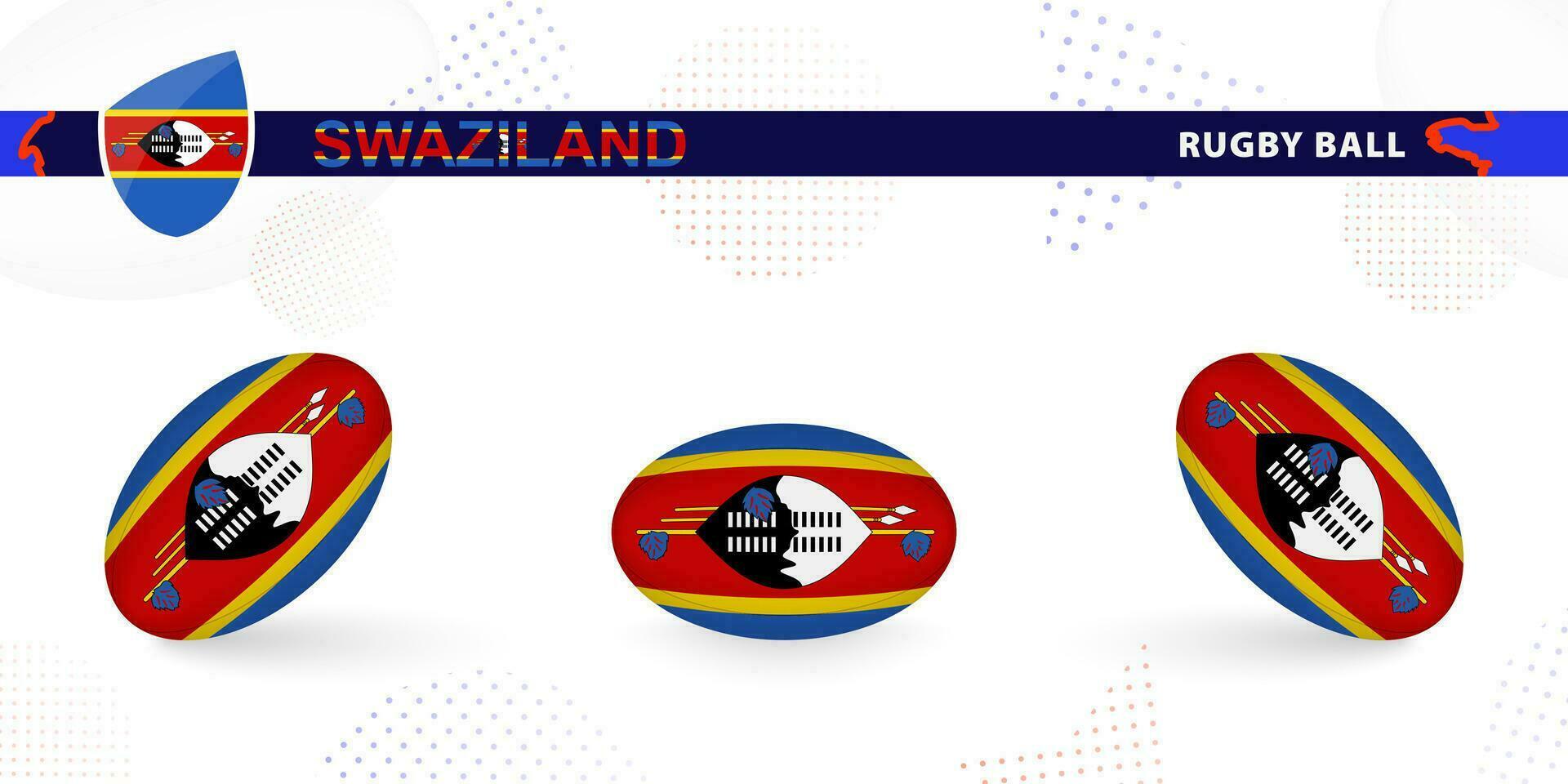 rugby bal reeks met de vlag van Swaziland in divers hoeken Aan abstract achtergrond. vector