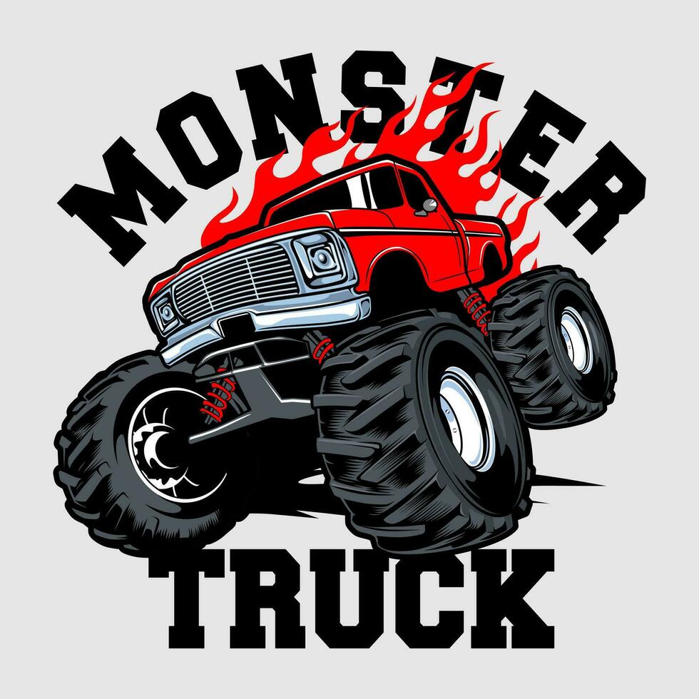 monster truck vector logo ontwerp inspiratie, ontwerpelement voor logo, poster, kaart, banner, embleem, t-shirt. vector illustratie