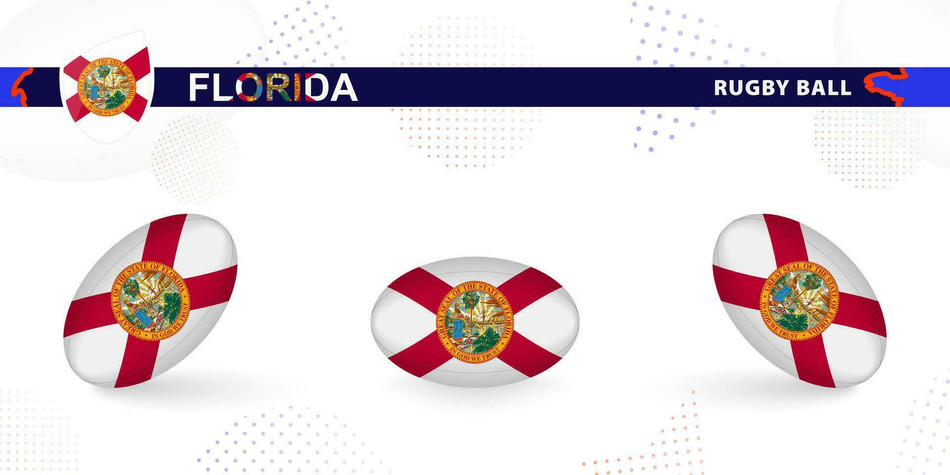 rugby bal reeks met de vlag van Florida in divers hoeken Aan abstract achtergrond. vector