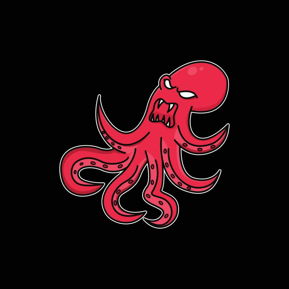 boos kraken Octopus mascotte vector ontwerp logo sjabloon