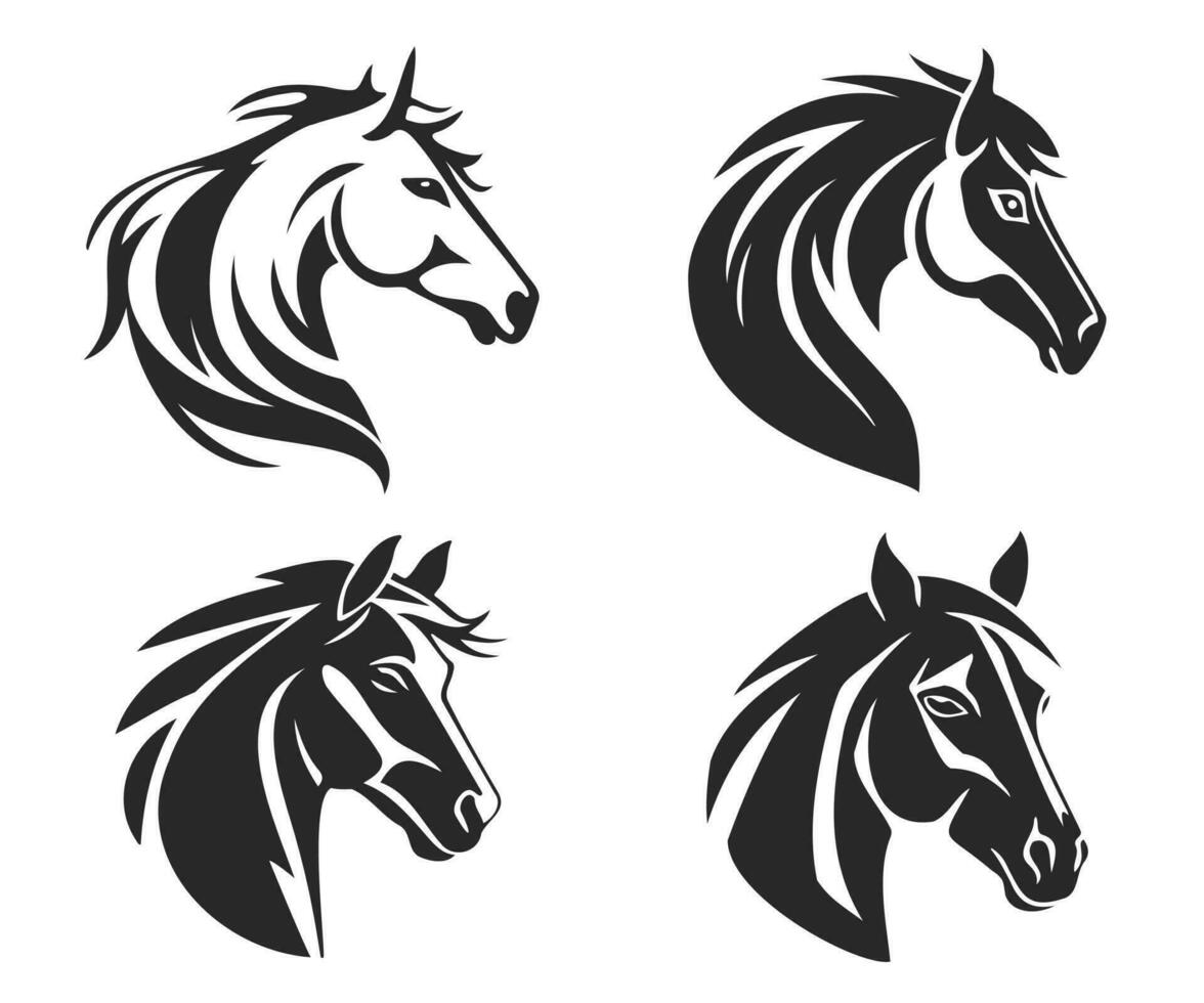 paard hoofd silhouet in tekening lijn ontwerp. vector sjabloon voor logo.