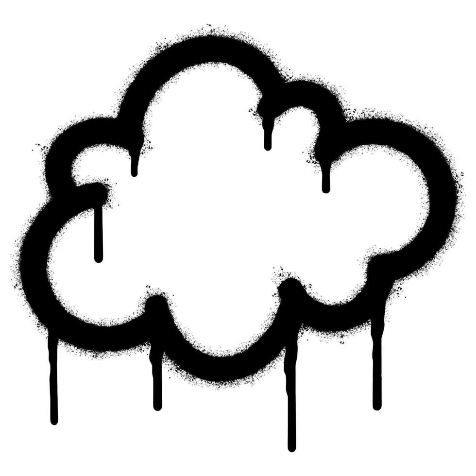 verstuiven geschilderd graffiti wolk icoon gespoten geïsoleerd met een wit achtergrond. graffiti wolk icoon met over- verstuiven in zwart over- wit. vector