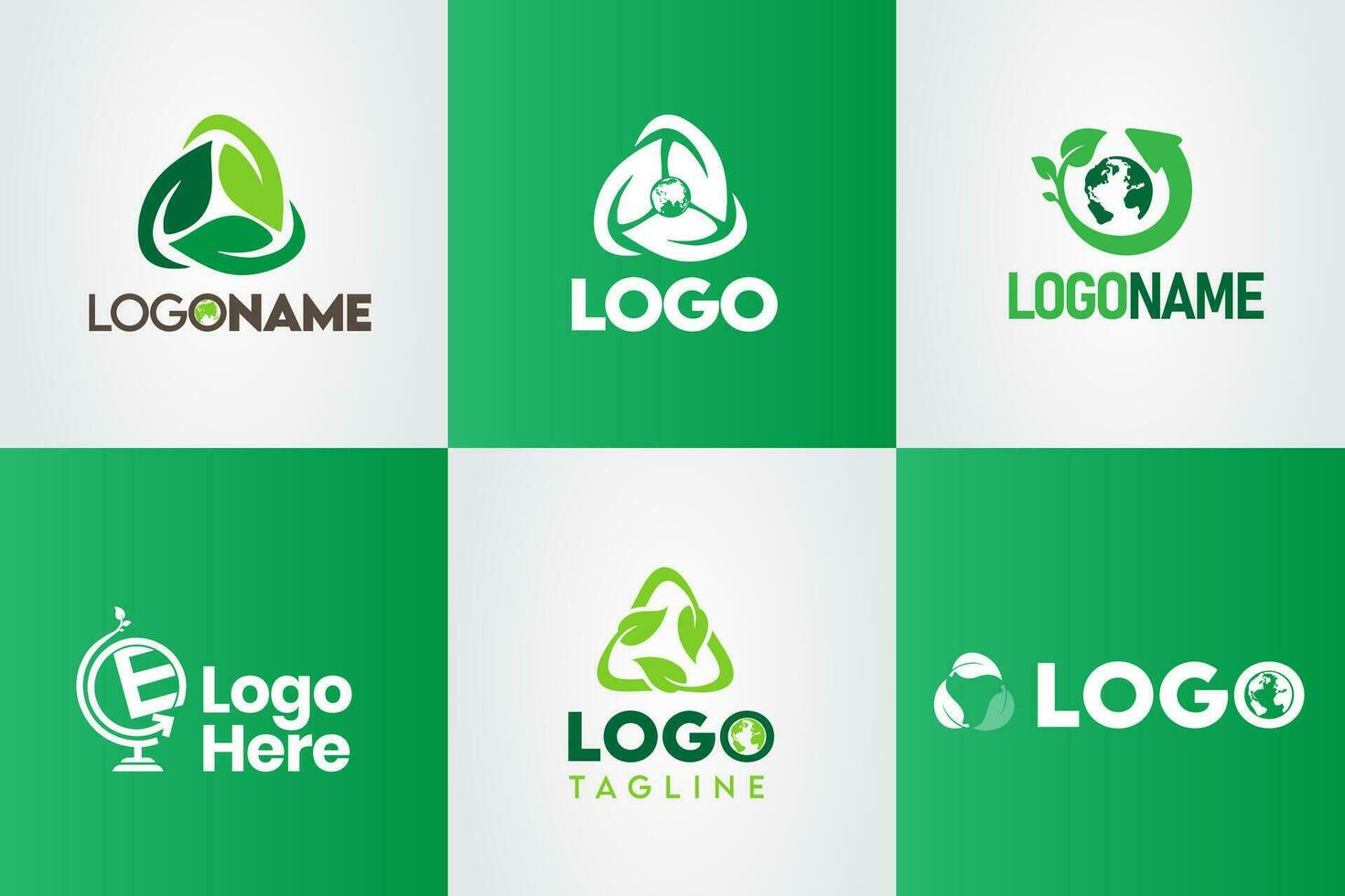 reeks van aarde blad eco recycle vector logo ontwerp