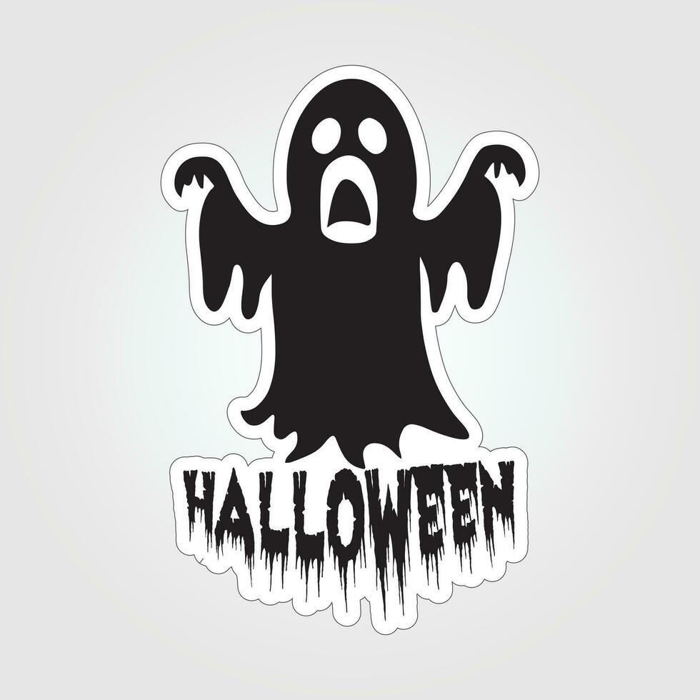 een sticker met een geest Aan het, halloween geest tekenfilm karakter sticker vector