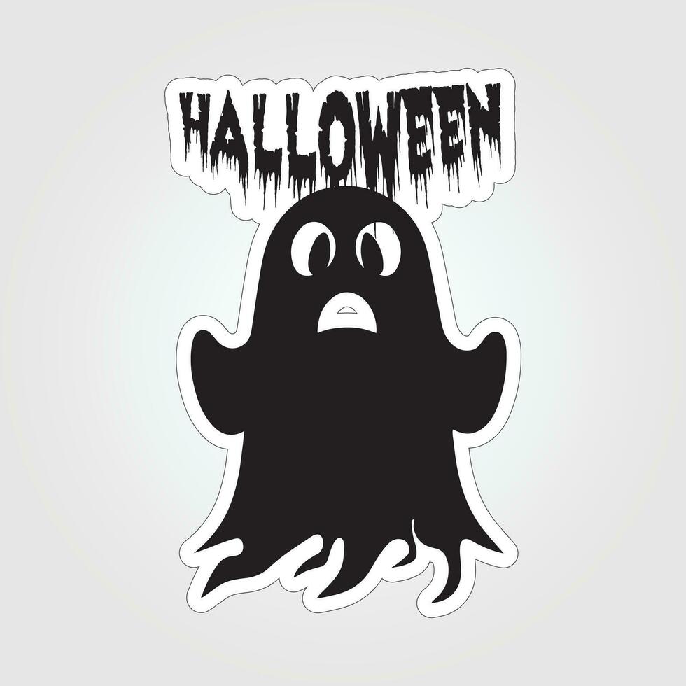 een sticker met een geest Aan het, halloween geest tekenfilm karakter sticker vector