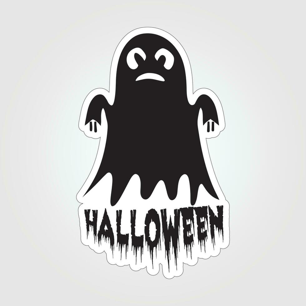 een sticker met een geest Aan het, halloween geest tekenfilm karakter sticker vector