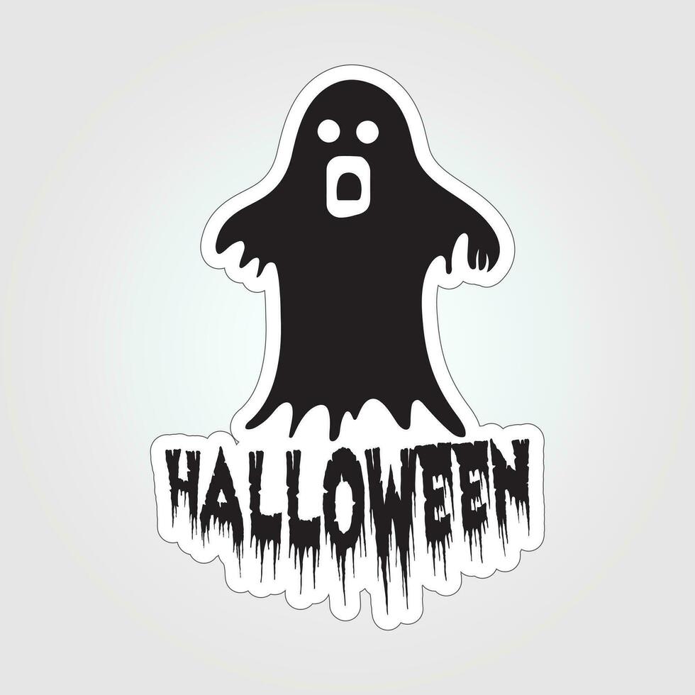 een sticker met een geest Aan het, halloween geest tekenfilm karakter sticker vector