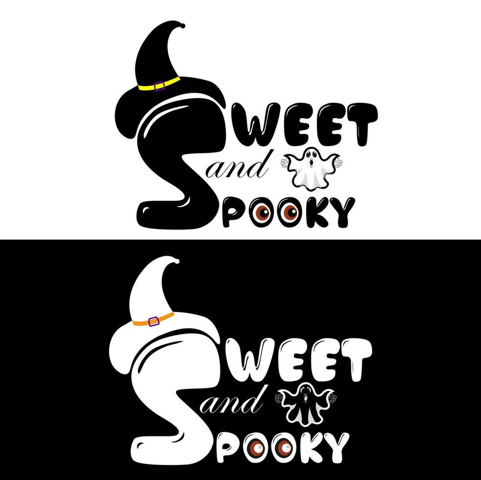 zoet en spookachtige. halloween t-shirt ontwerp. vector