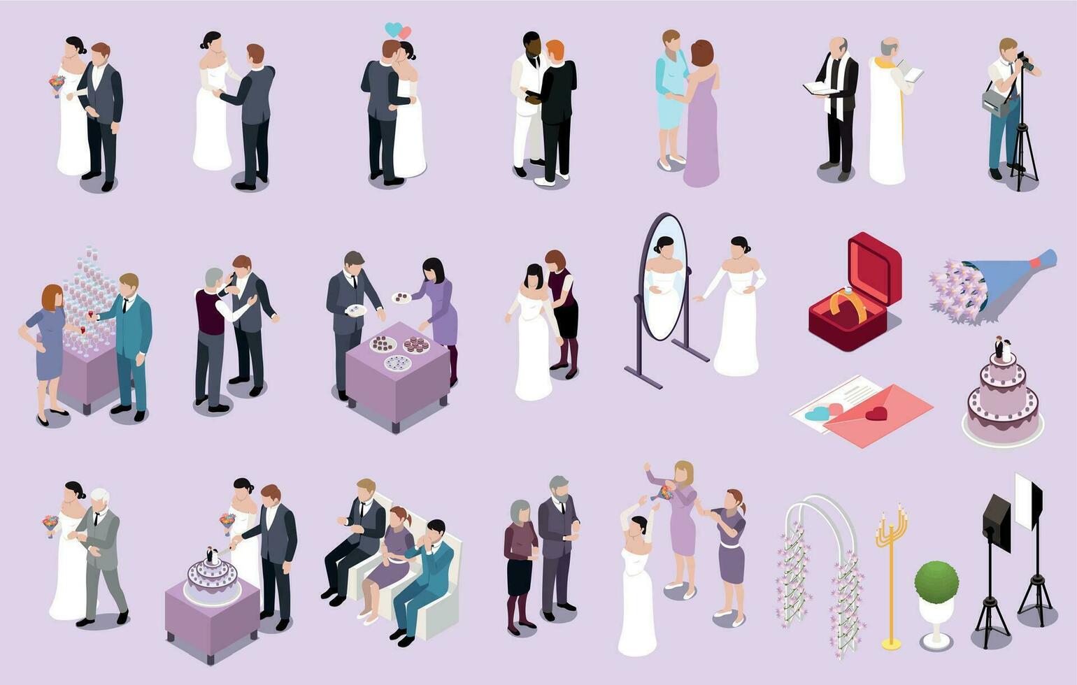bruiloft ceremonie huwelijk reeks vector