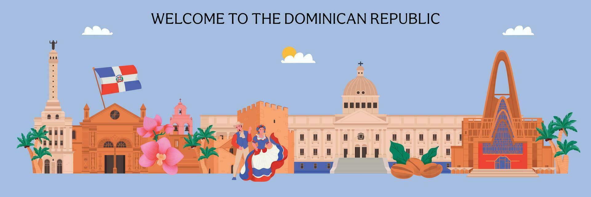 dominicaans republiek horizontaal banier vector