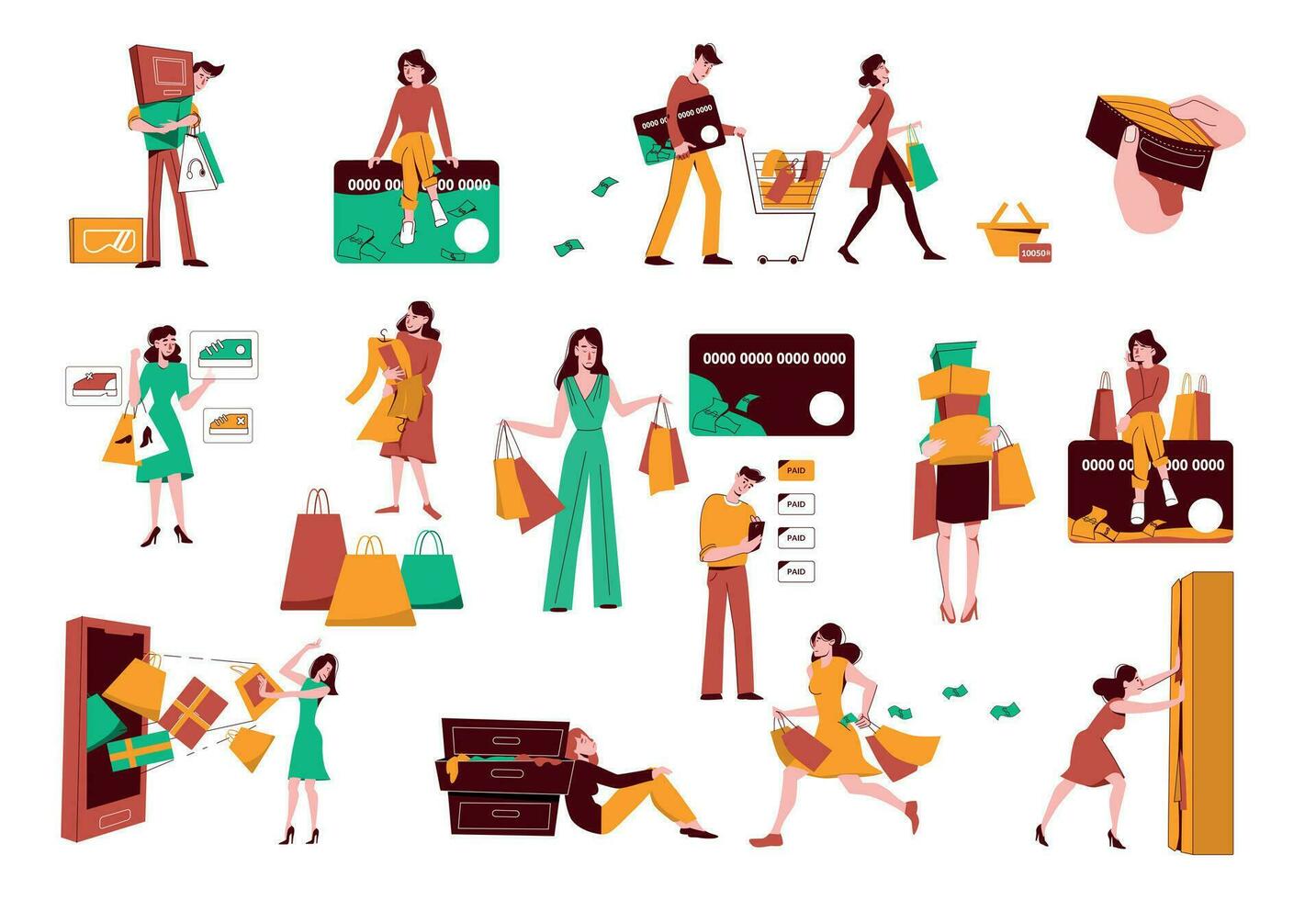 shopaholic vlak reeks vector