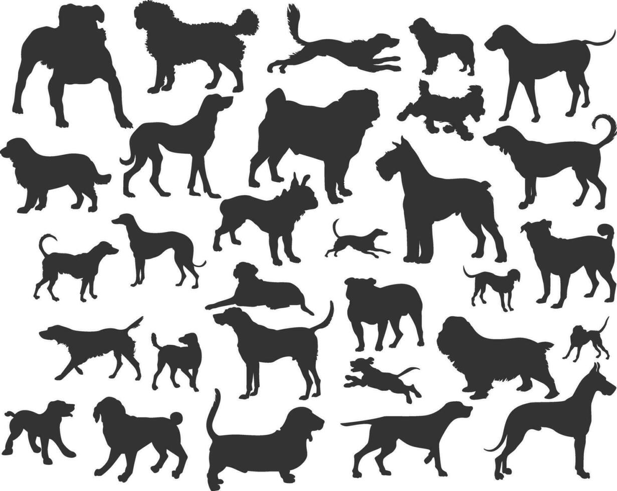 set van hond silhouet vector