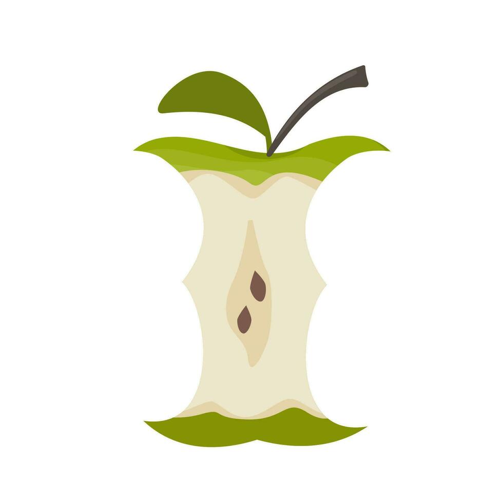 appel kern. biologisch afval. uitschot sorteren, recyclen. vector illustratie.