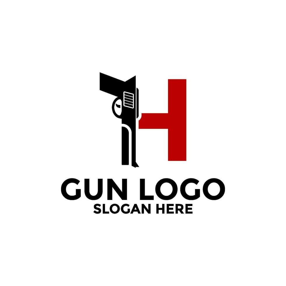 brief h en geweer logo icoon ontwerp, geweer logo vector sjabloon