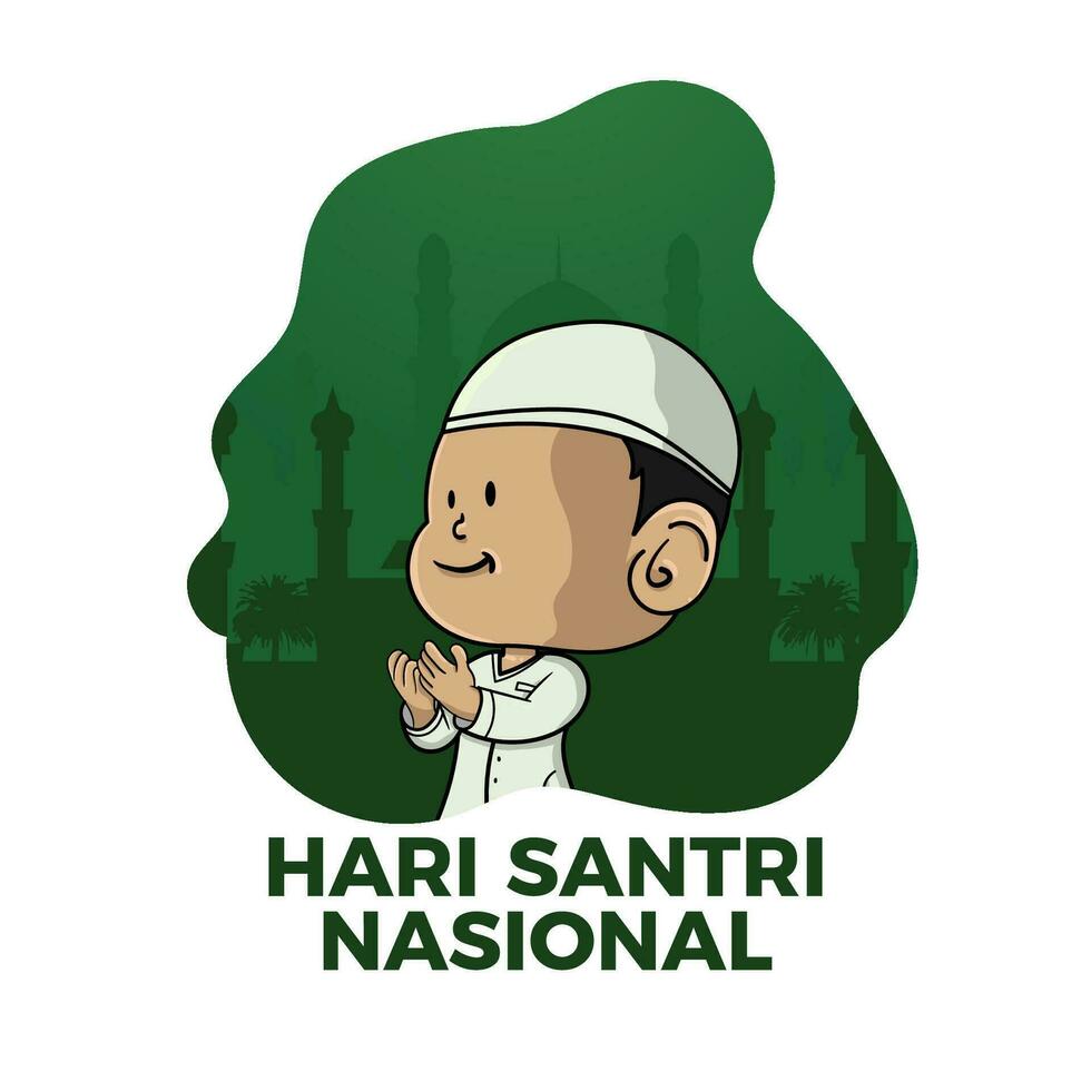 sociaal media post hari santri nasional of Indonesisch nationaal moslim leerling dag met Islamitisch studenten vector