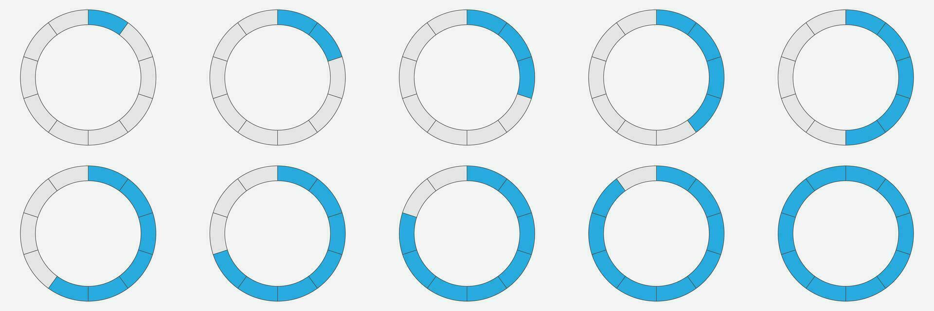 vooruitgang bar in cirkel. ronde bezig met laden inicator. bar balie. toestand symbool. downloaden en uploaden toestand. vooruitgang in blauw en wit vector