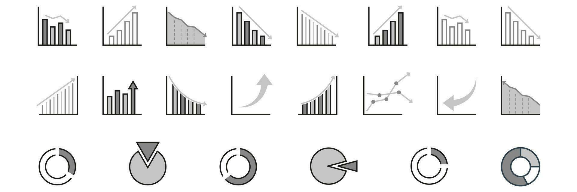 diagram en tabel pictogrammen. statistisch diagram. verslag doen van infographic bar. financiën pictogrammen. tabel symbool in zwart. diagram rapport. bedrijf pictogrammen set. vector eps 10