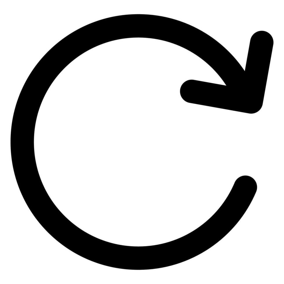 circulaire pijl. omwenteling symbool. vernieuwen pictogram. bezig met laden pijl in zwart. lus pictogram vector