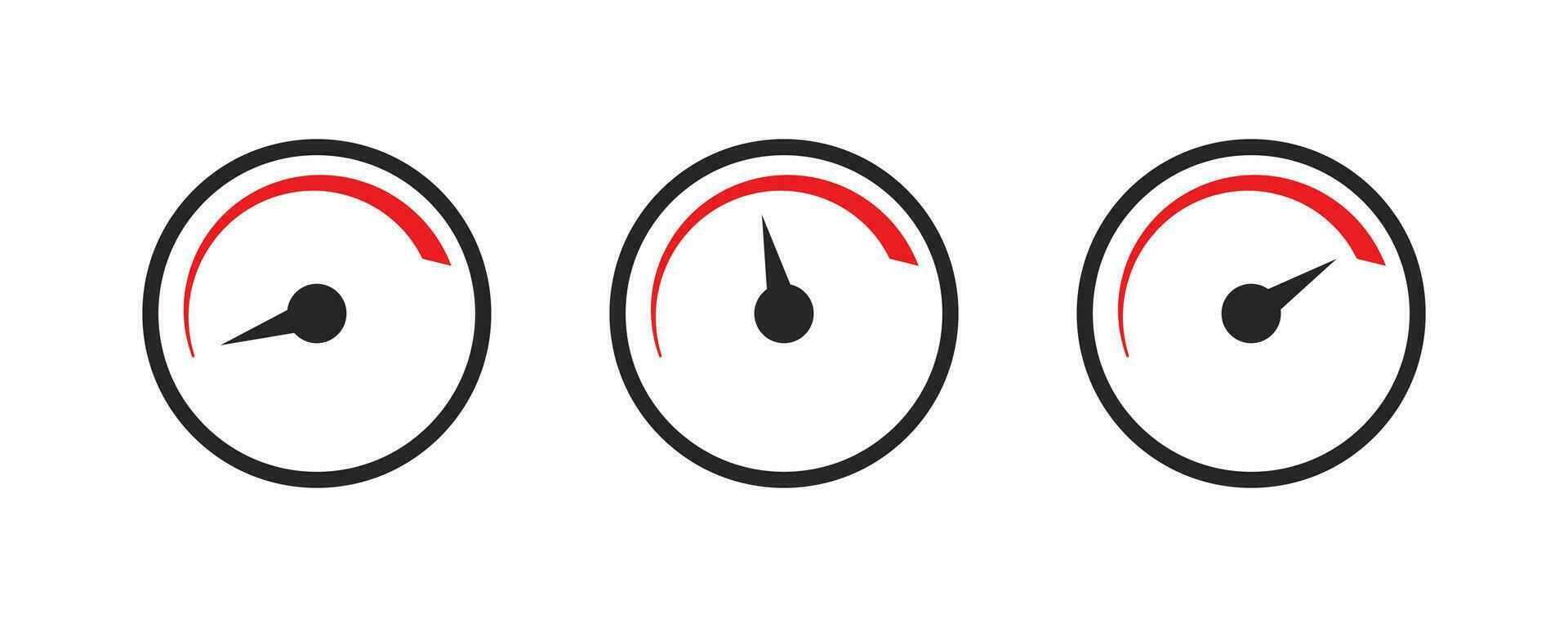 snelheid niveau indicator. laag en hoog schaal. barometer niveau in zwart en rood. minimum en maximaal niveau. beoordeling diagram in cirkel. downloaden en uploaden snelheid. vector eps 10.