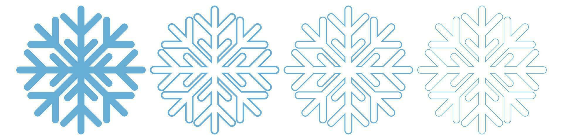 stoutmoedig en dun sneeuwvlok pictogrammen. geïsoleerd Kerstmis sneeuw vlok silhouet. transparant winter pictogram Aan wit achtergrond. vlak schets meetkundig ijs symbool. vector illustratie. eps 10.