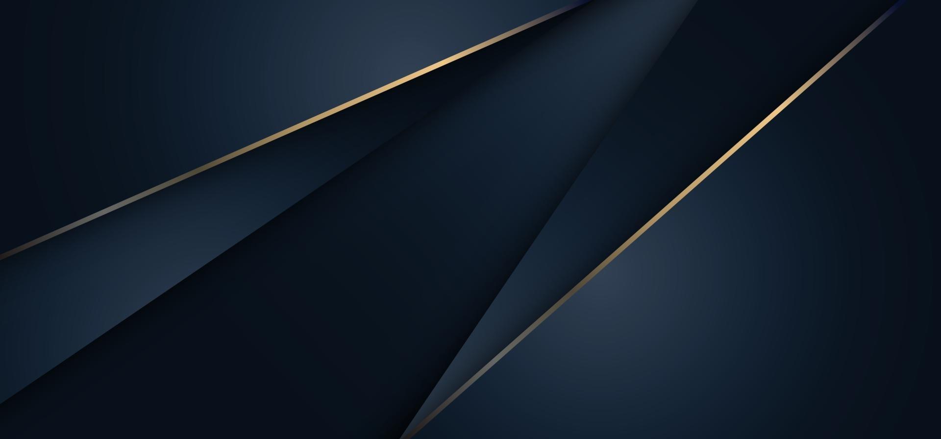 abstracte 3D-realistische blauwe lagen met gouden lijnen luxe stijl achtergrond vector