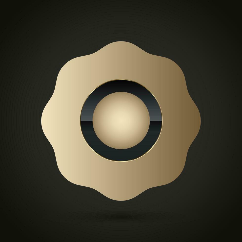 luxe bloem goud, premie, kwaliteit insigne knop vector ontwerp, en luxe cirkel Aan donker achtergrond sjabloon voor ui