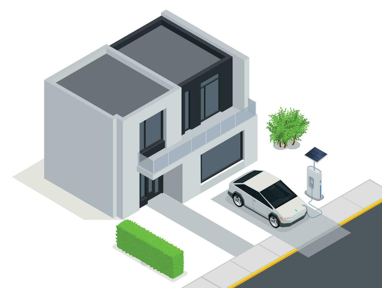 elektromobiel isometrische concept vector