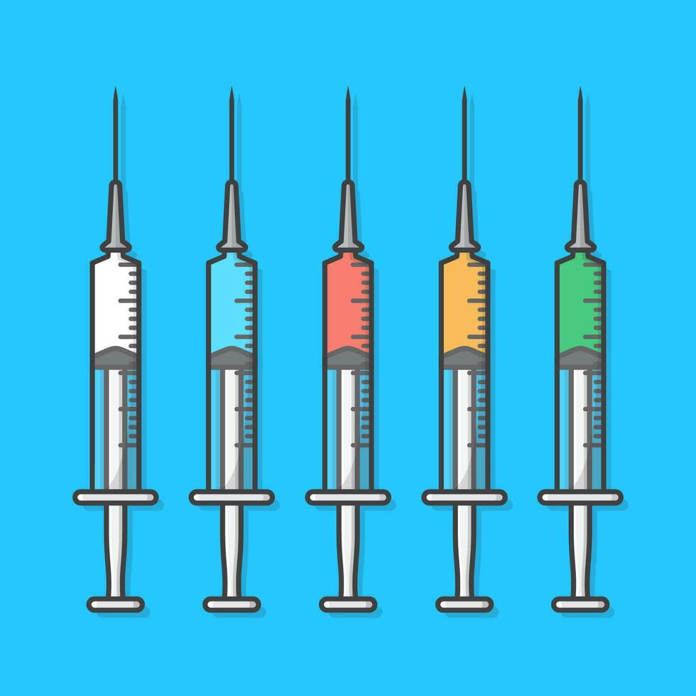 medisch injectiespuit injectie vector icoon illustratie. injectiespuit voor medisch, vaccin voor zorg en behandeling vlak icoon