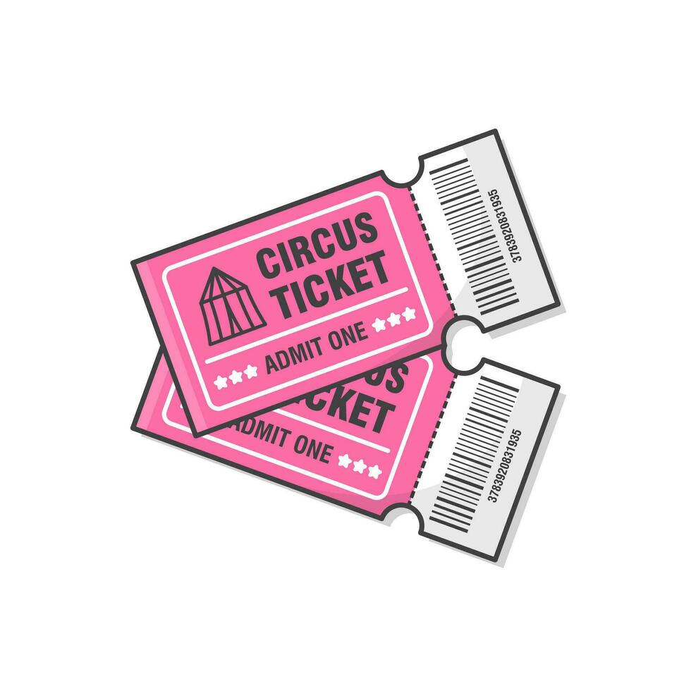 twee circus kaartjes vector icoon illustratie. ticket voor Ingang naar de evenement