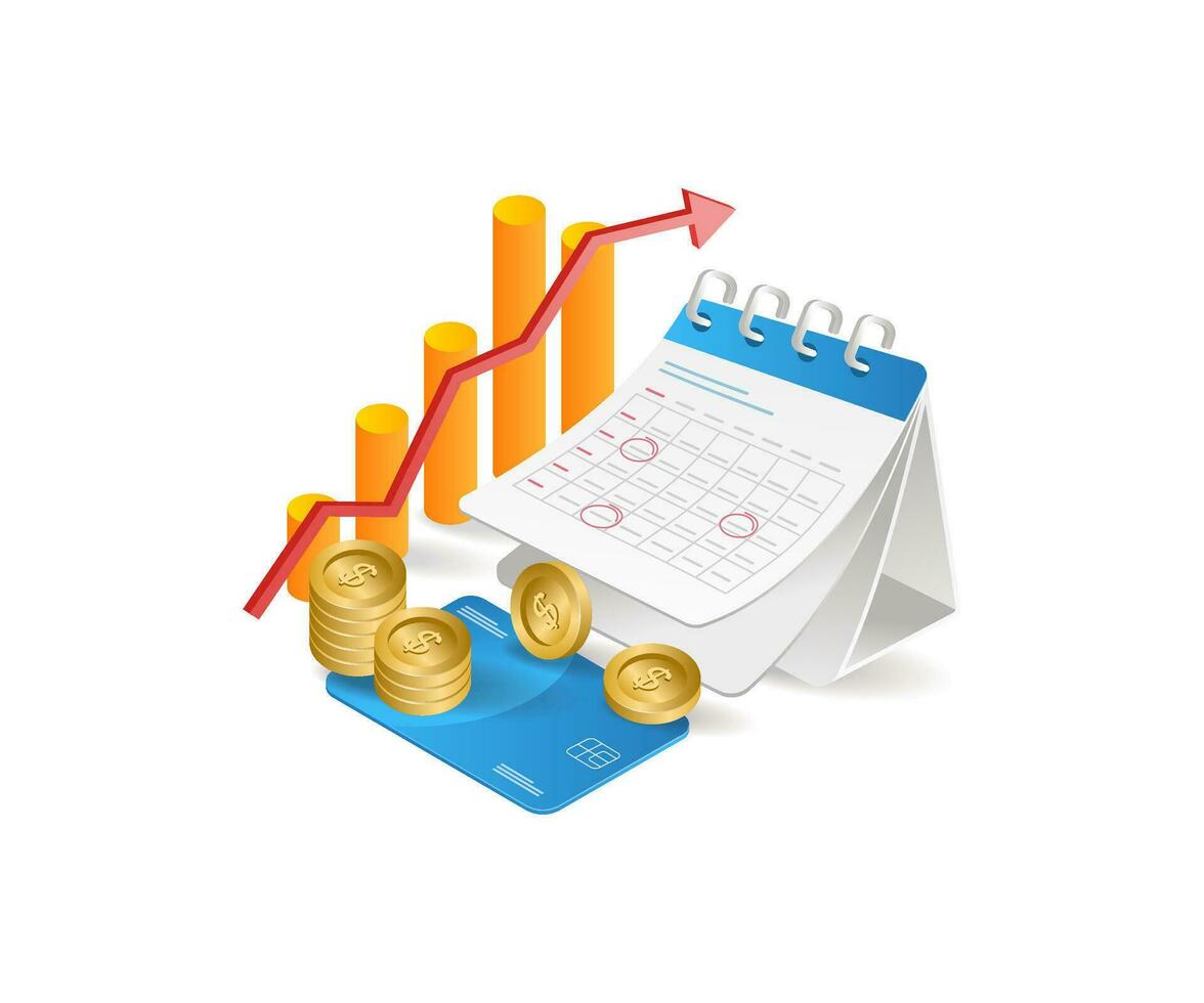 maandelijks investering bedrijf analyse kalender vector